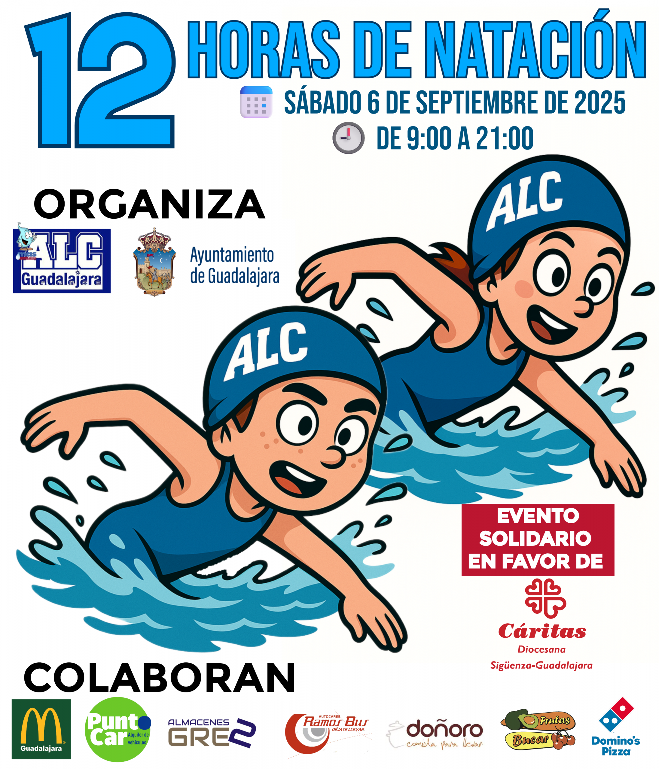 cartel 12 horas de Natación 2025 - ALC